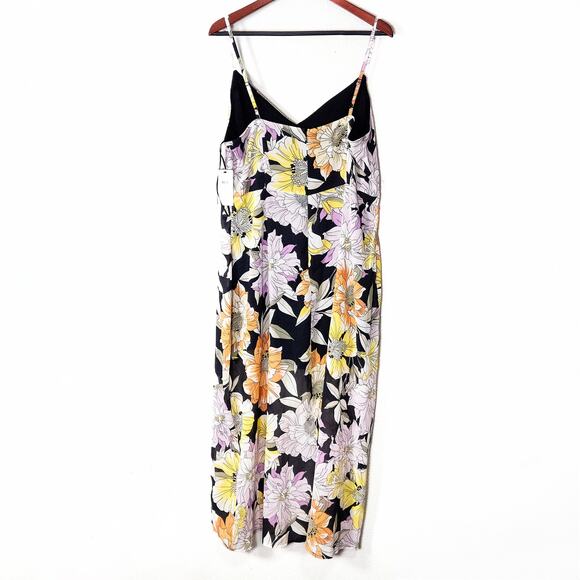 Guess Taryn Floral V-Neck Maxi Dress Navy Multicolor XL Garden Party - Picture 2 of 10